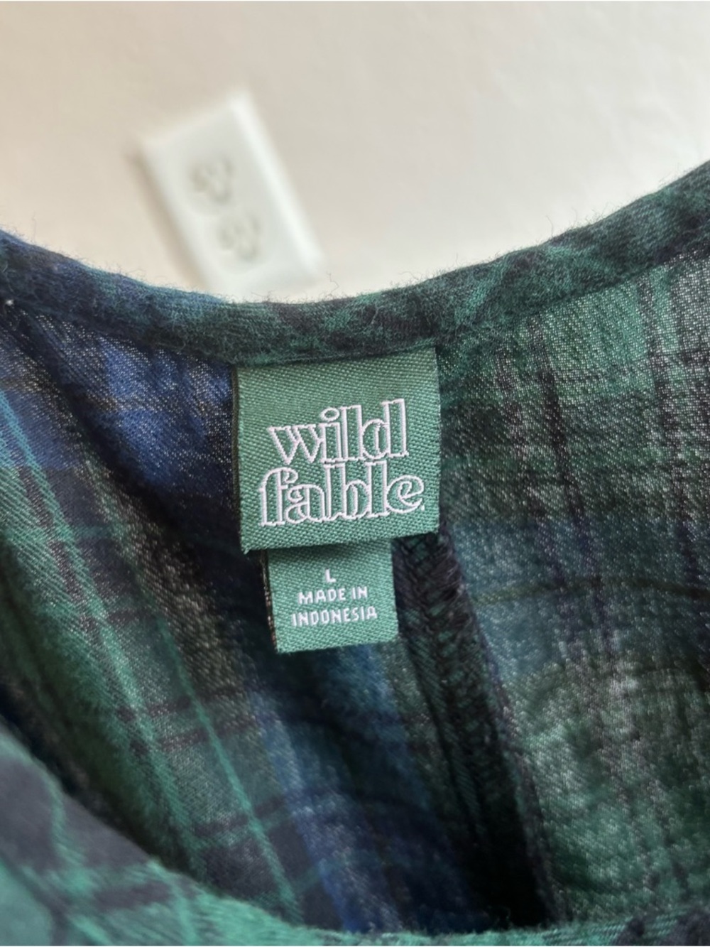 Large Babydoll Green and Navy Plaid Sleeveless Sundress - Picture 5 of 6